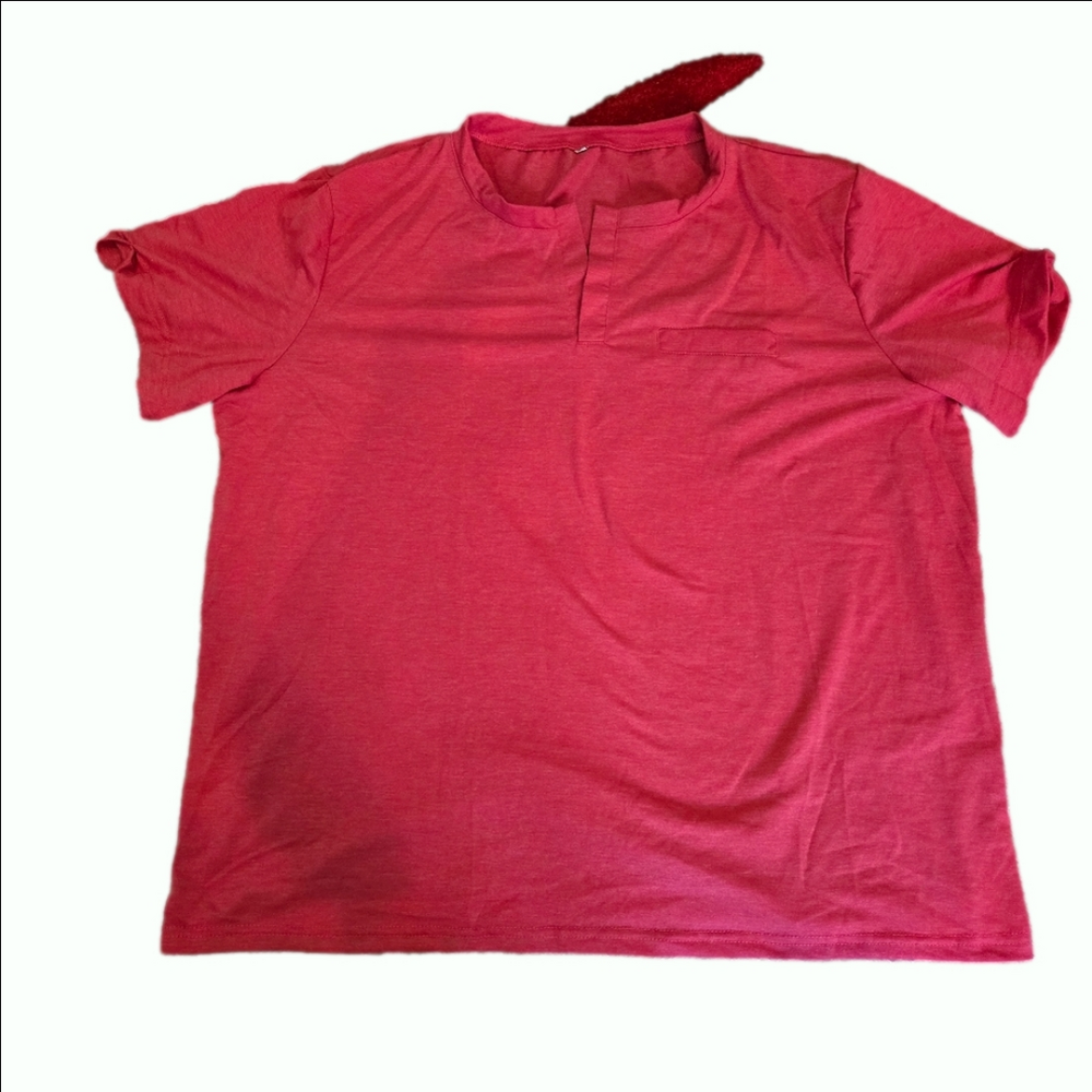Summer Cotton Plus Size Tops V Neck 5XL Cotton Red